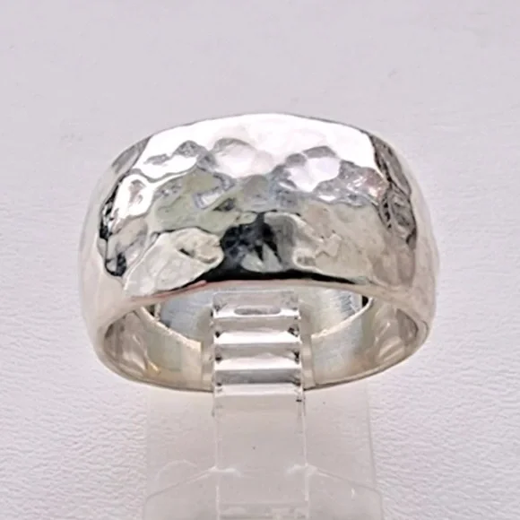 Silpada Vintage Heavy Hammered 
Sterling Silver Wide Band Ring Size 8 - Picture 7 of 8